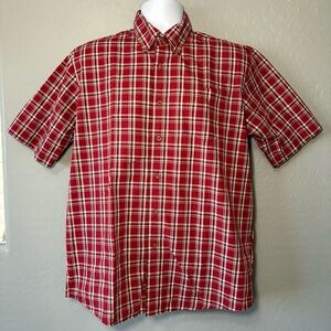 Wrangler Red and White Plaid‎ Casual Shirt Size M
